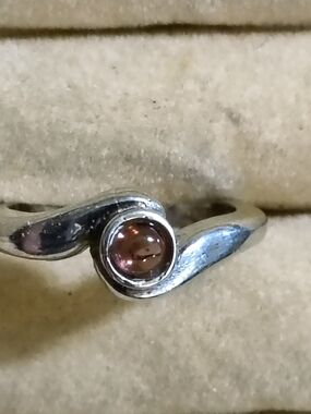 Sterling Silver Dark Pink Garnet Cabochon Toe Ring Size 3 Signed